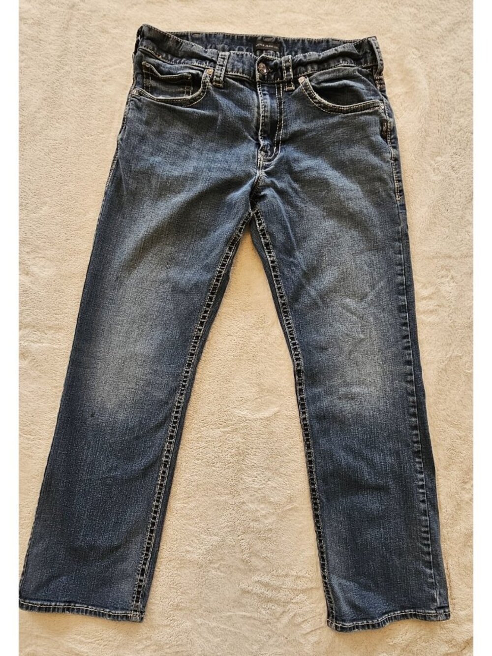 Silver Zac Jeans Mens 32x32 Regular Straight Blue Jeans Cotton Blend